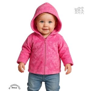 BEBE BELLA DESIGNS GIRL'S FLEECE HOODIE PINK SZ 6-9 MOS